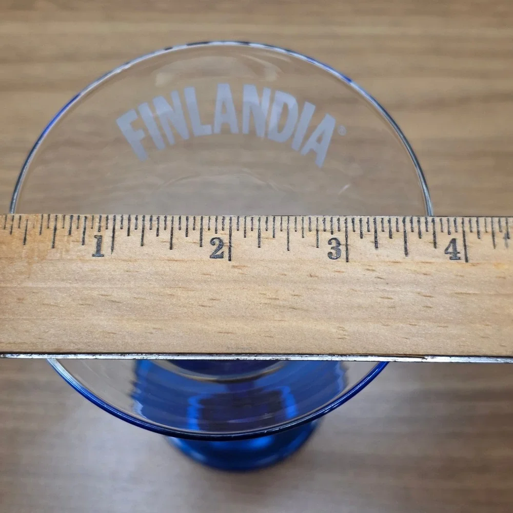 Vtg Finlandia Vodka Martini Glass Blue Stem Barware Cocktail Glass‎ Collectible